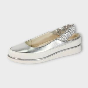 Ron White Natasha Metallic Silver Leather Slingback Shoes